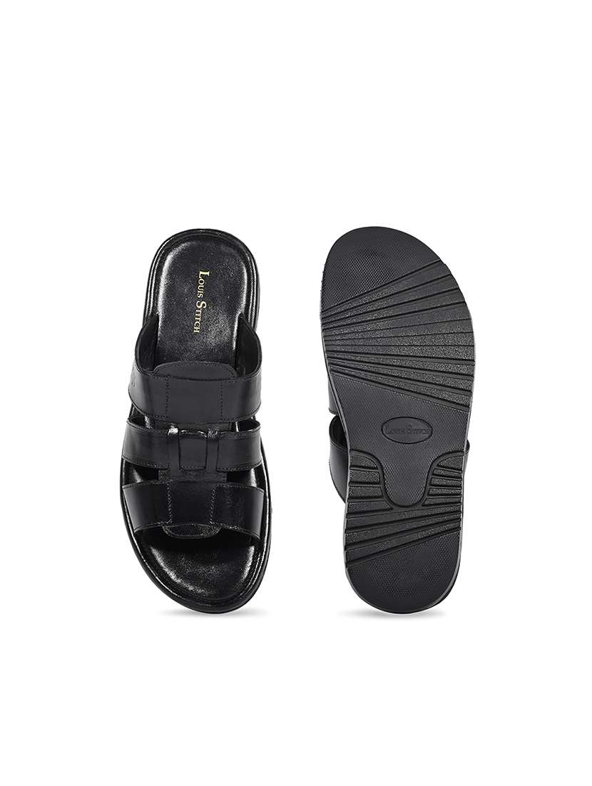 men black slip on sandal - 22080627 -  Standard Image - 3