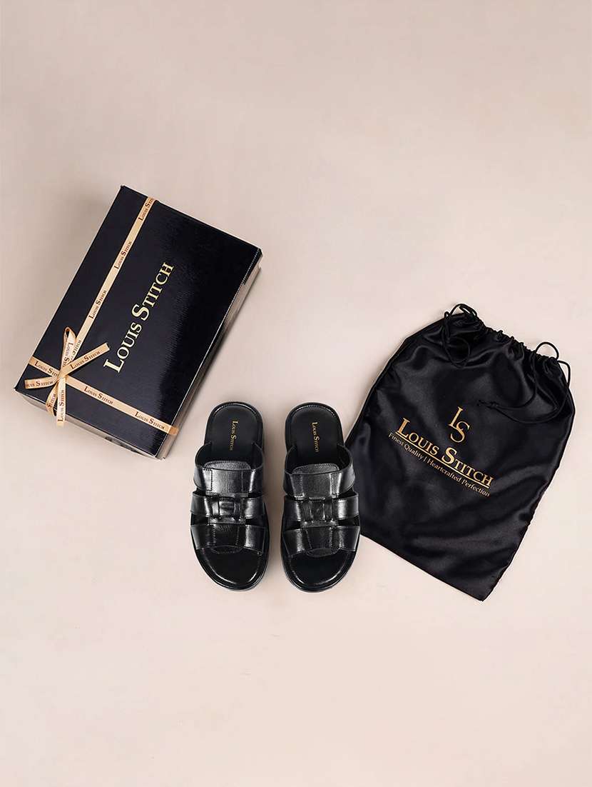 men black slip on sandal - 22080627 -  Standard Image - 5