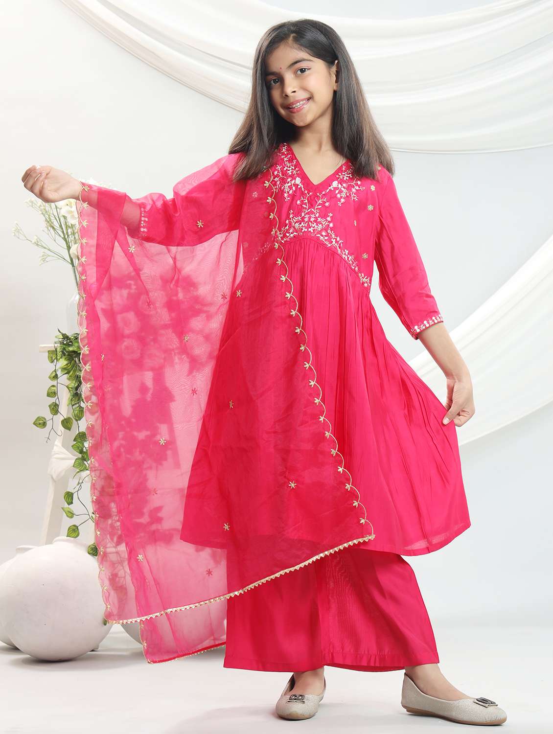 pink silk blend suit set