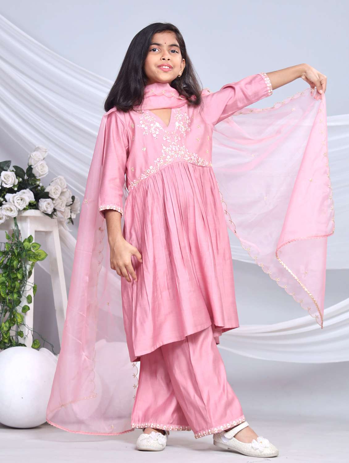 grey silk blend suit set