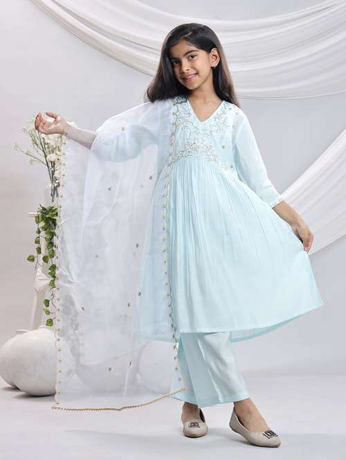 light blue silk blend suit set - 22080648 -  Standard Image - 0