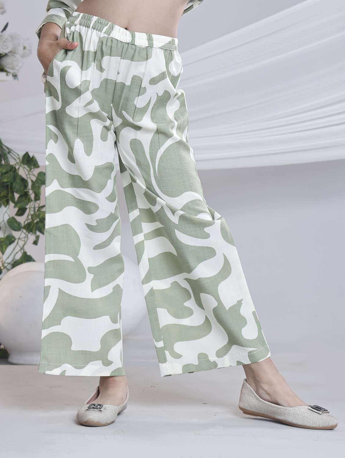 girls printed three quarter sleeve kurta and palazzo set  - 22080663 -  Standard Image - 3