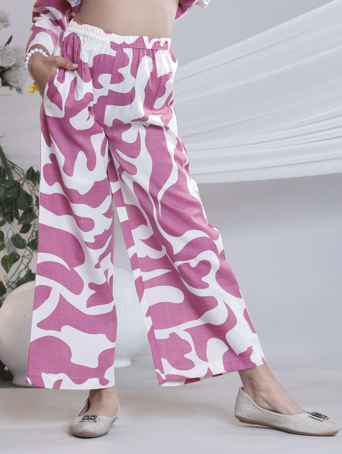 girls printed three quarter sleeve kurta and palazzo set  - 22080664 -  Standard Image - 5