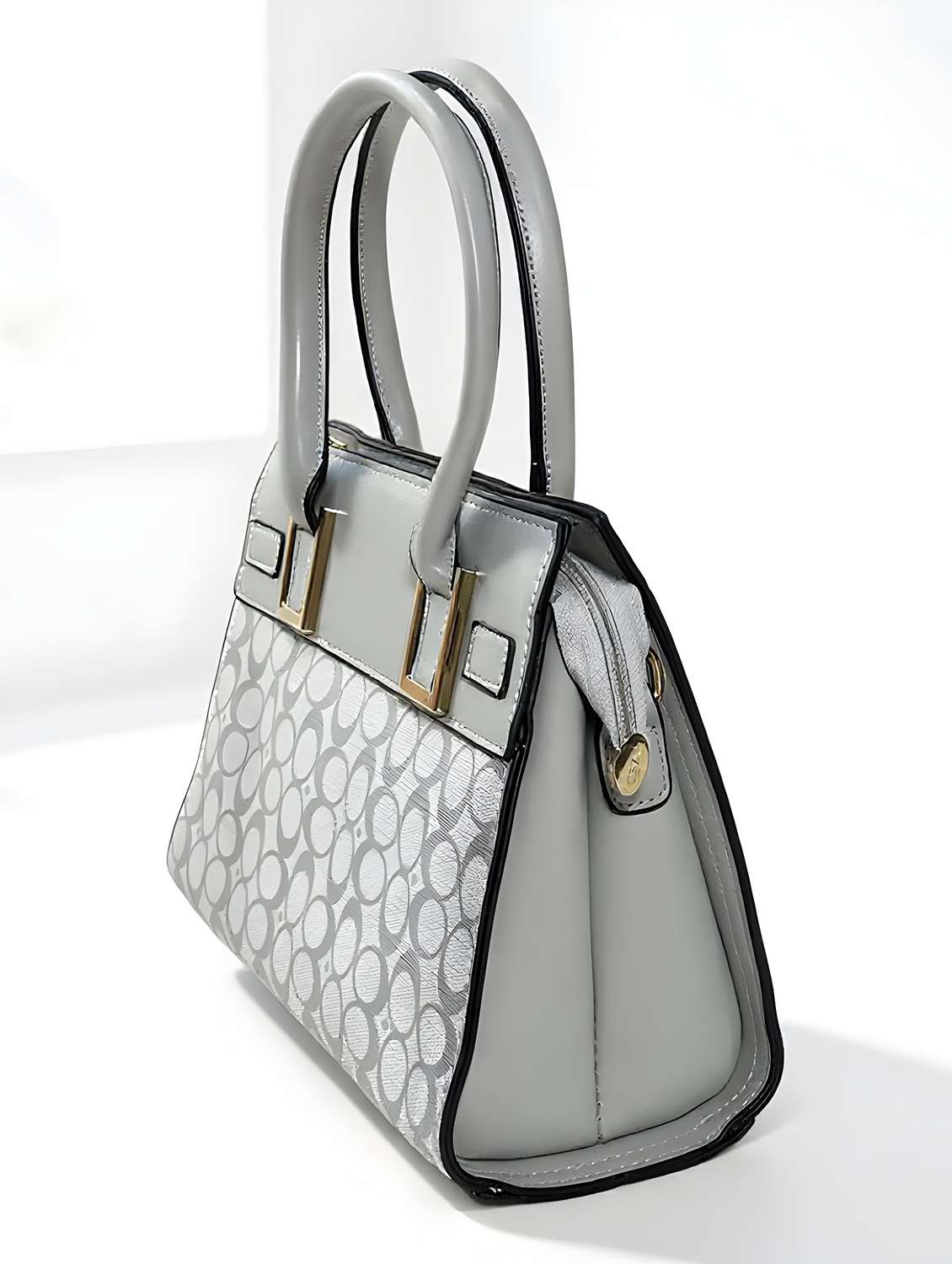 grey geometric print handbag with handle - 22080793 - Standard Image - 3