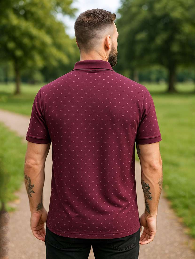 men printed short sleeve regular fit polo t-shirt - 22080912 - Standard Image - 3