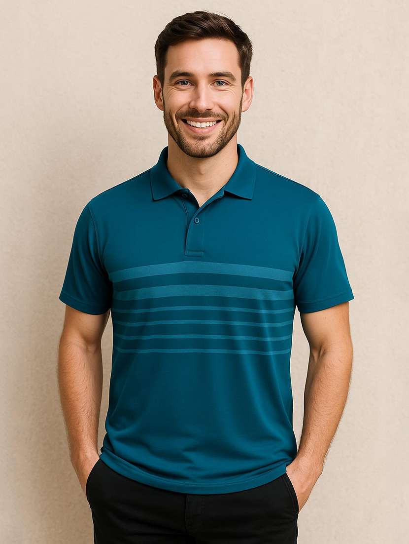 men striped short sleeve regular fit polo t-shirt - 22080914 - Zoom Image - 0