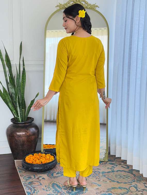 women embroidered three quarter sleeve kurta pant with dupatta set - 22080919 - Standard Image - 3