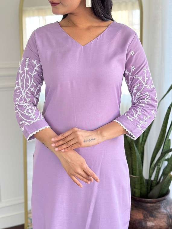 women embroidered three quarter sleeve kurta pant with dupatta set - 22080926 - Standard Image - 3