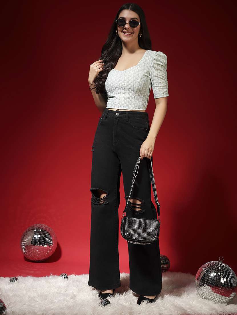 women self design puff sleeve stitched blouse - 22080930 -  Standard Image - 5