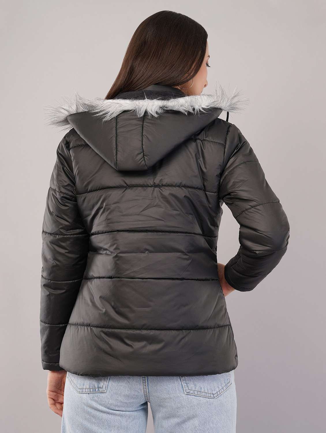 women solid long sleeve puffer jacket - 22080932 - Standard Image - 3