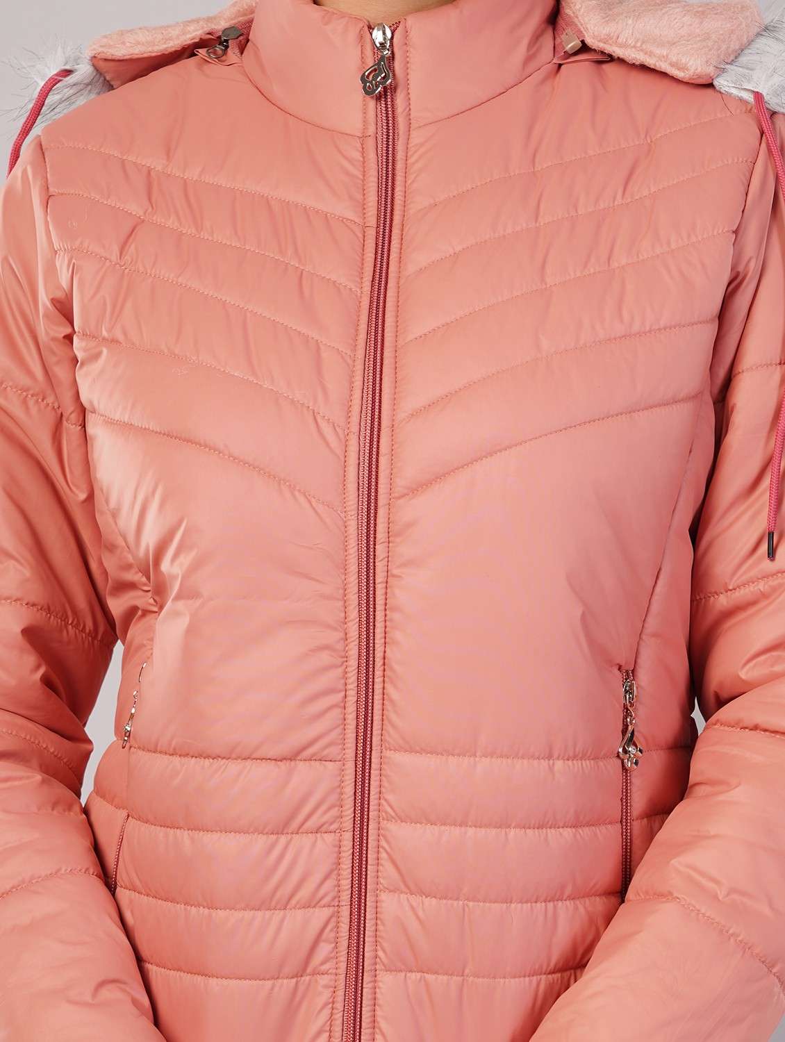 women solid long sleeve hooded quilted jacket - 22080933 - Standard Image - 3