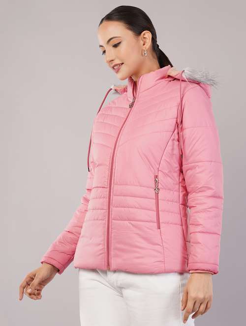 women solid long sleeve hooded quilted jacket - 22080934 -  Standard Image - 0