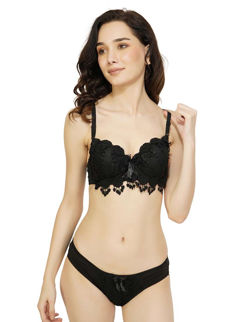 black cotton bras and panty set