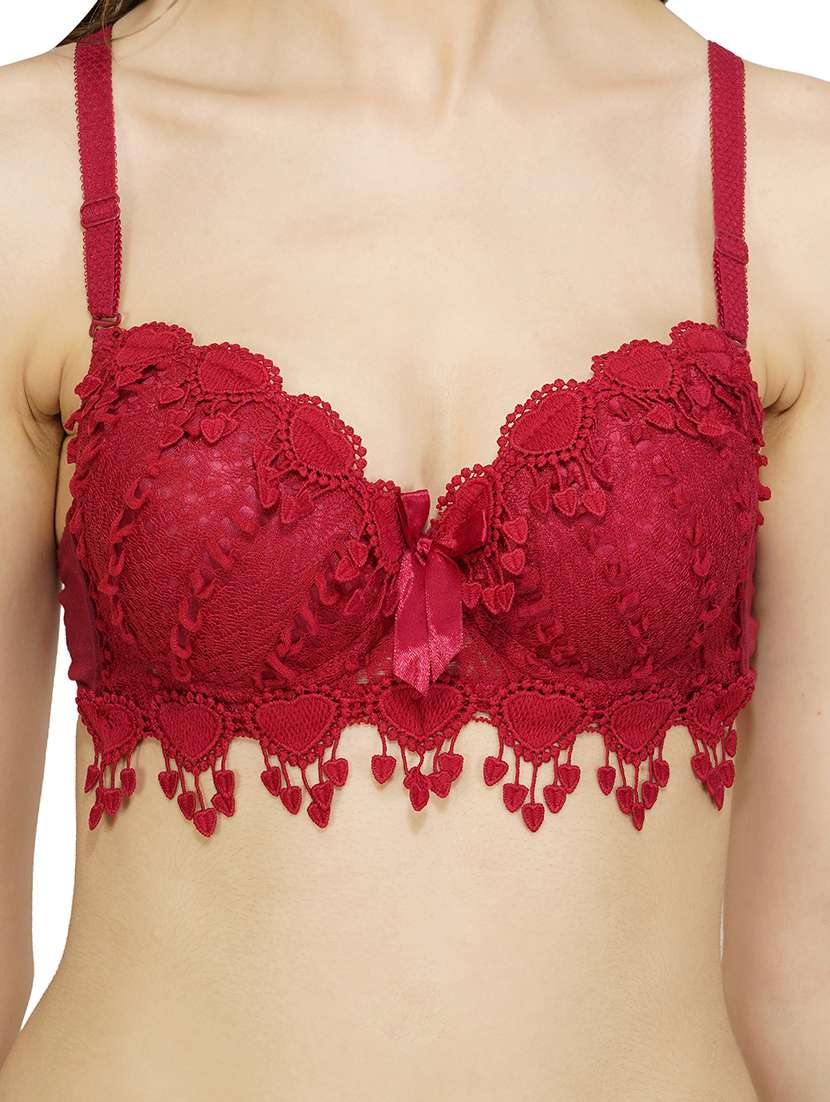 women solid lace bra and panty set - 22080949 -  Standard Image - 3