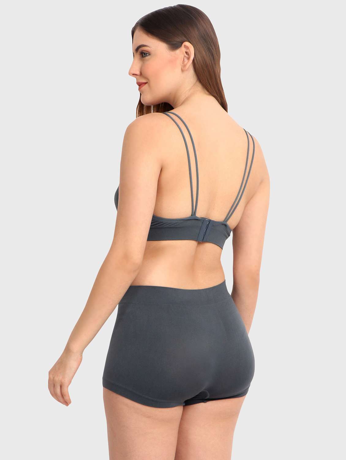 women solid bra and boy shorts set - 22080963 -  Standard Image - 3