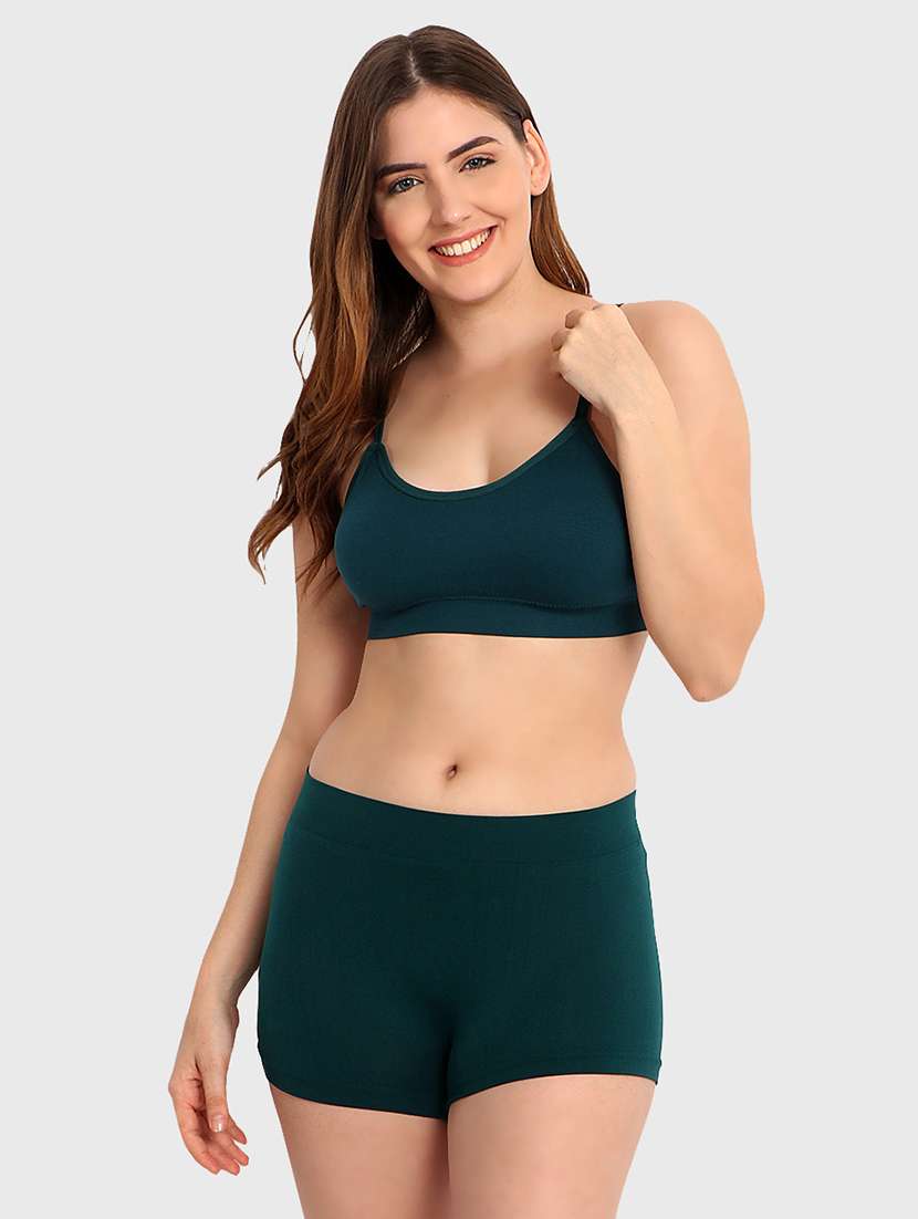 women solid bra and boy shorts set