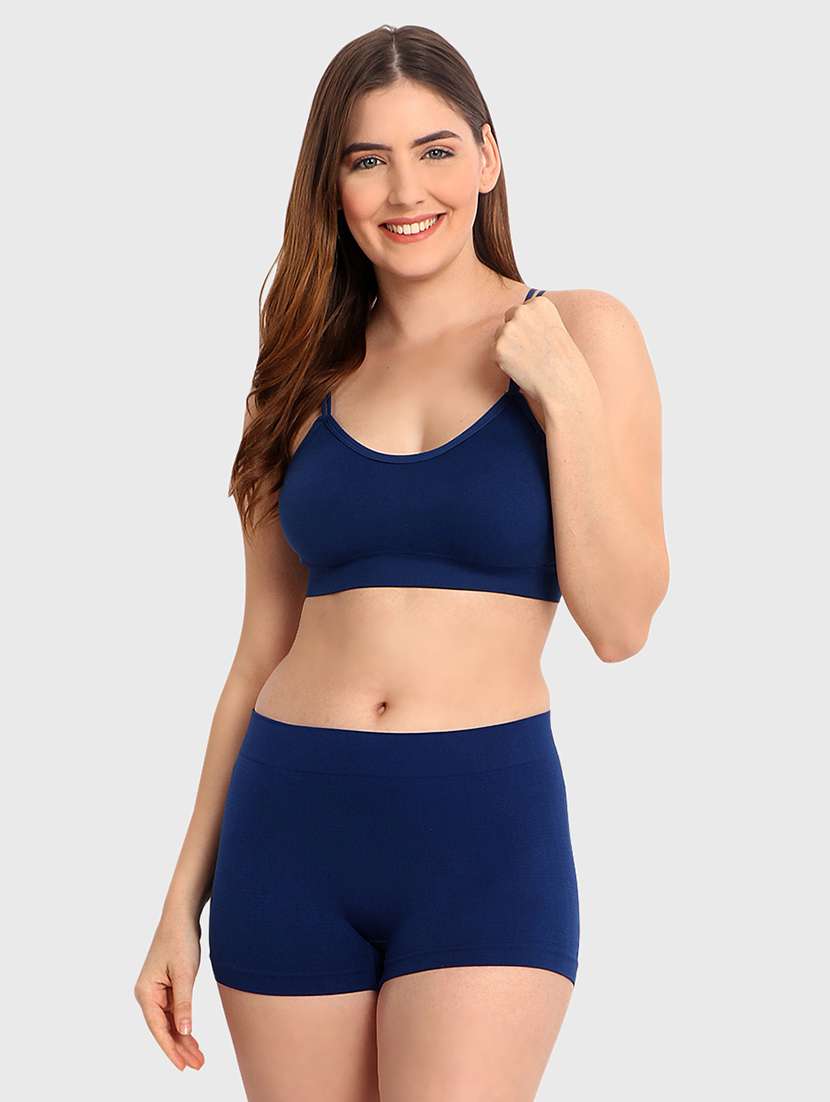 women solid bra and boy shorts set