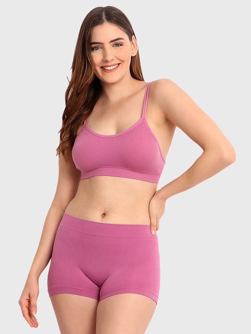 women solid bra and boy shorts set