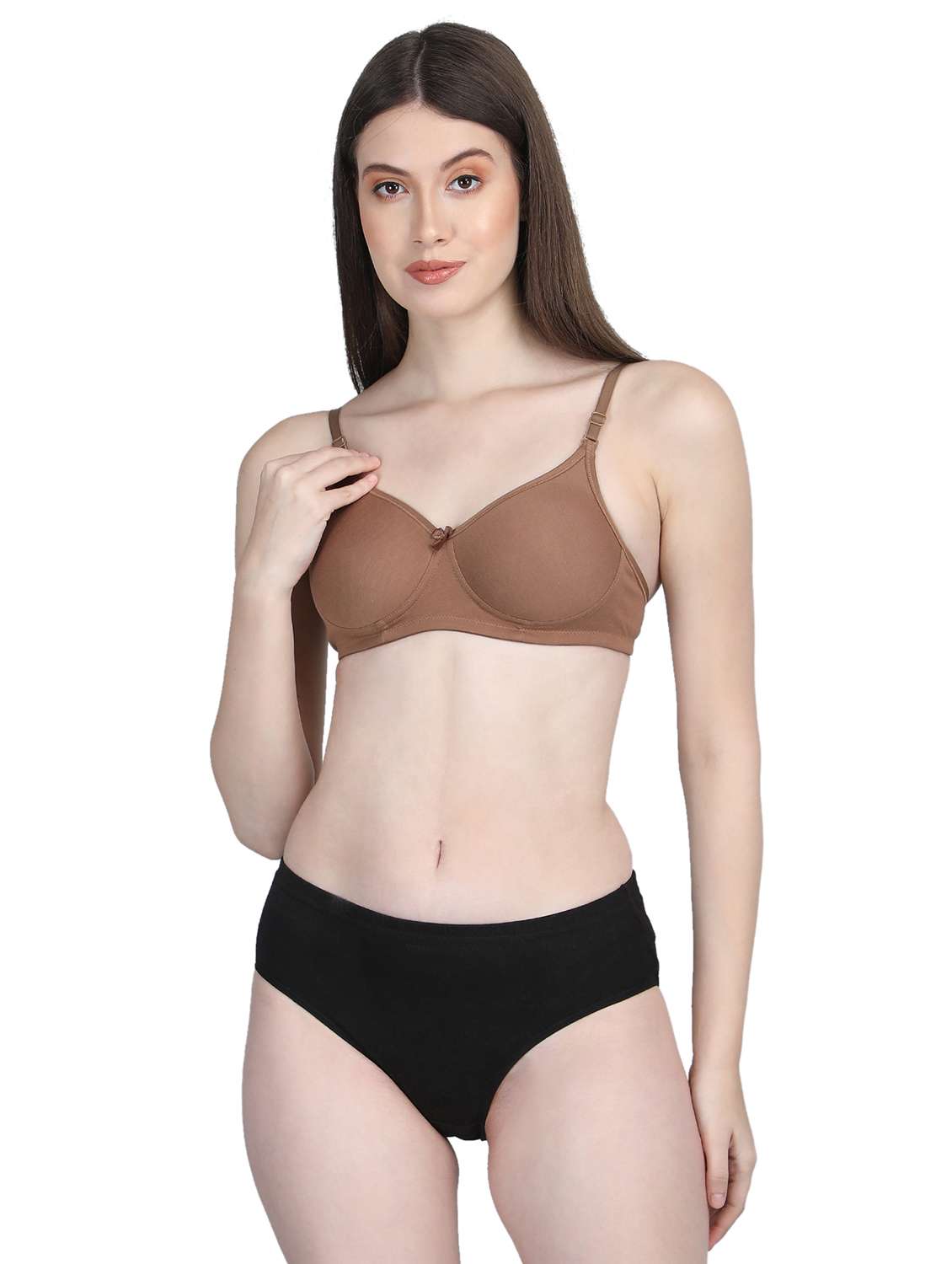 women solid bra and panty set