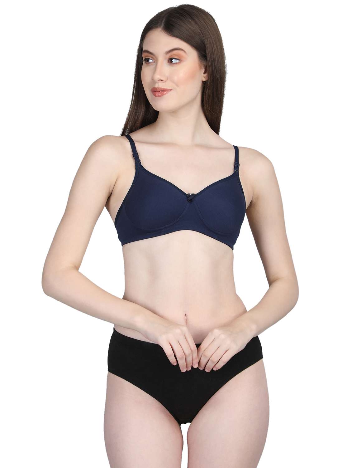 women solid bra and panty set