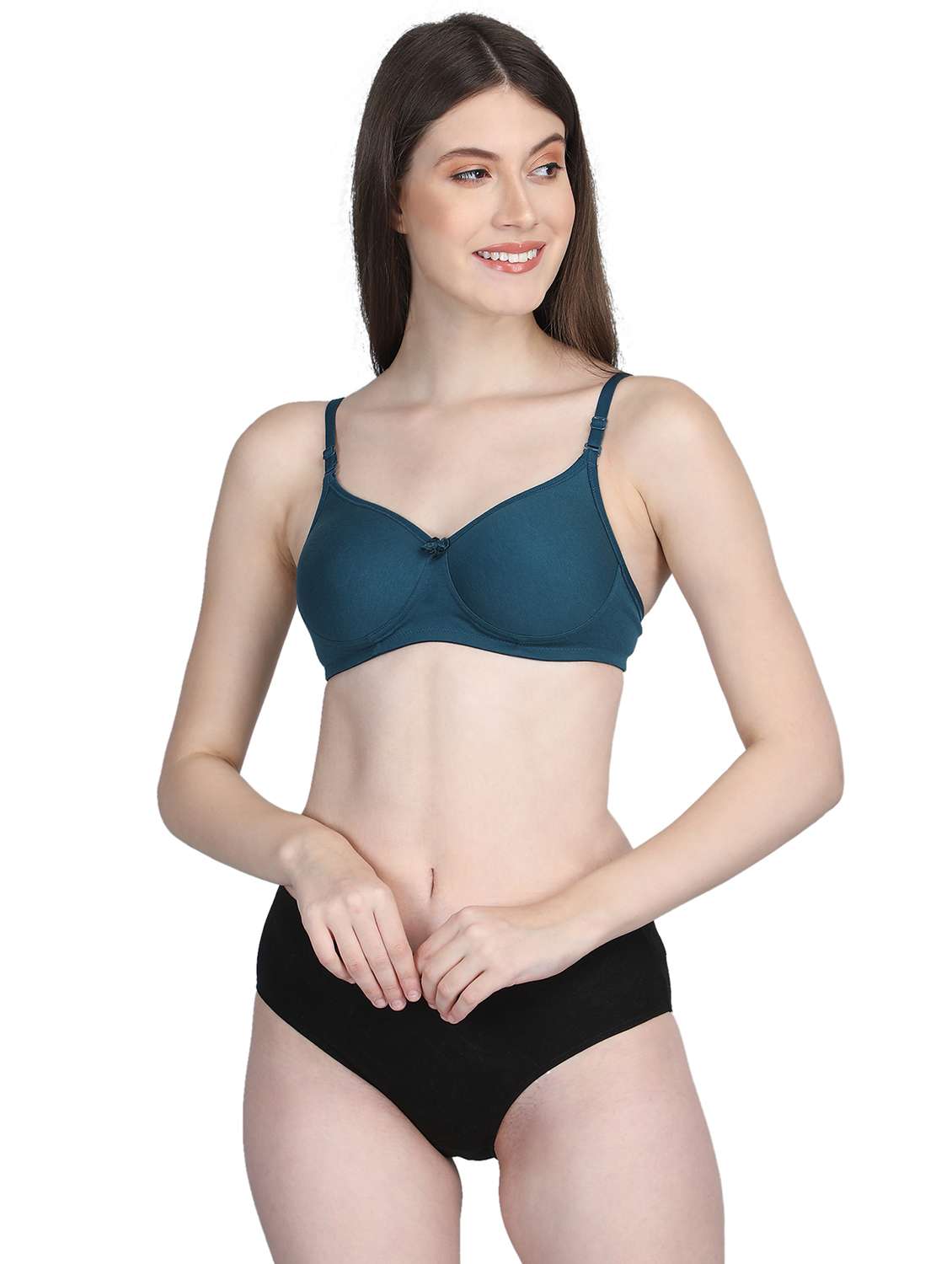 women solid bra and panty set