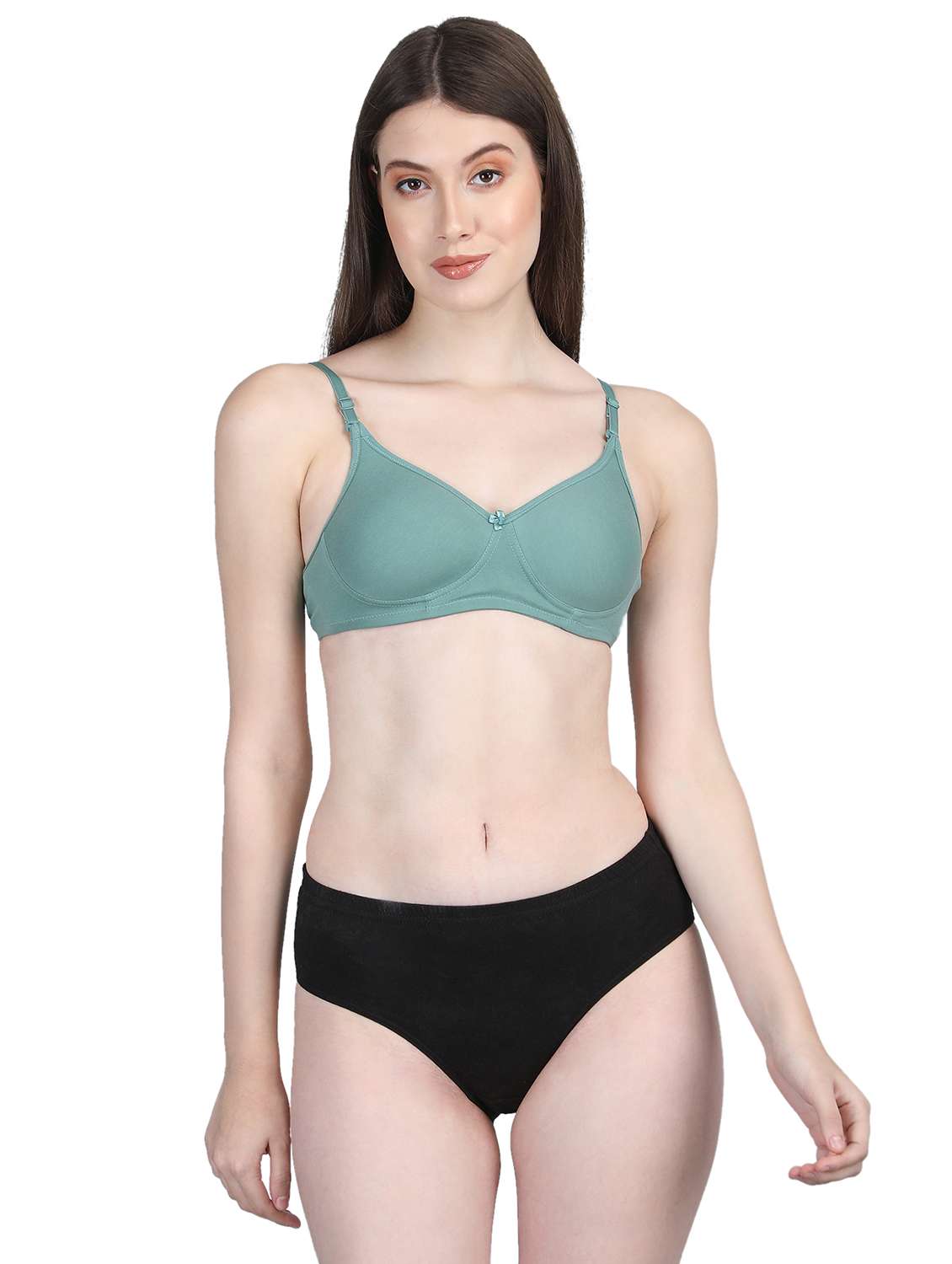 women solid bra and panty set