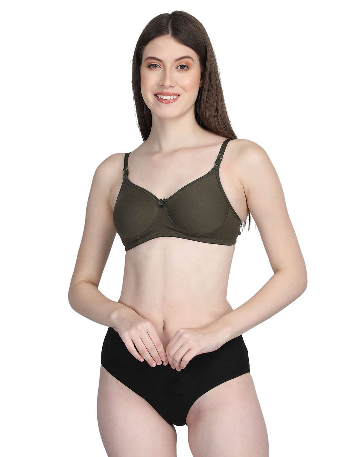 women solid bra and panty set