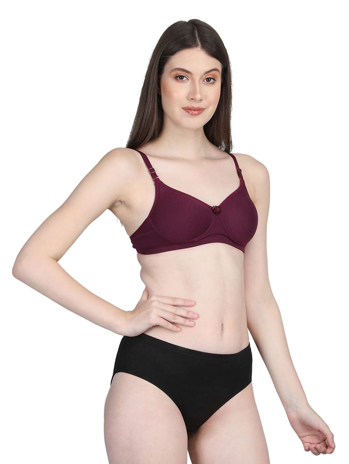 women solid bra and panty set - 22080978 -  Standard Image - 3