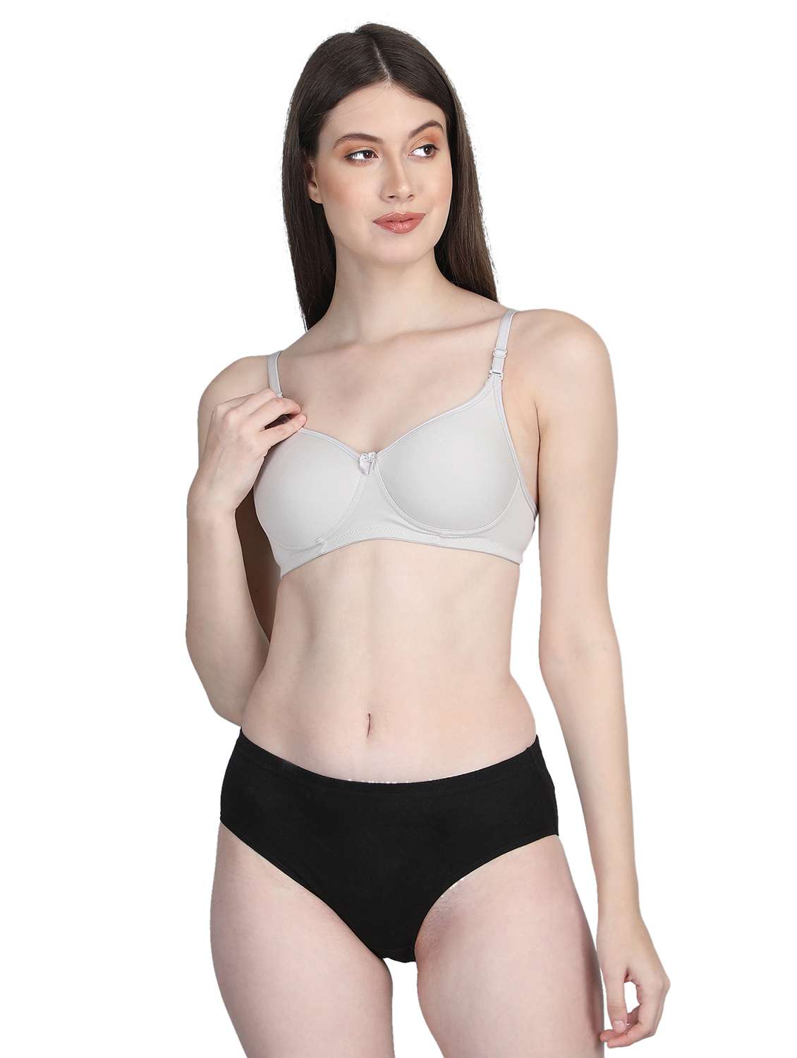 women solid bra and panty set