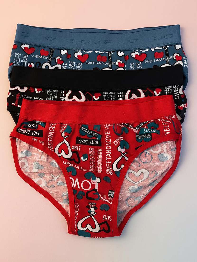 women pack of 3 printed mid rise hipster panty
