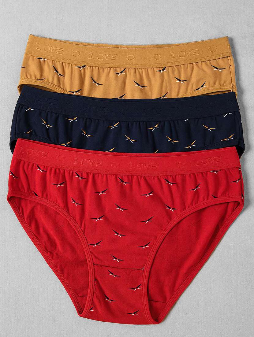 women pack of 3 printed mid rise hipster panty