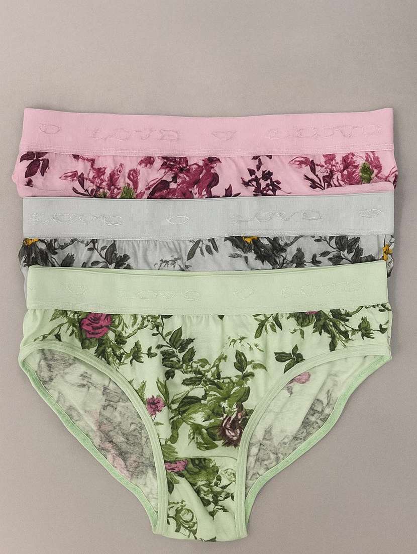 women pack of 3 printed mid rise hipster panty