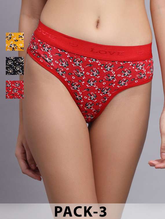 women pack of 3 printed mid rise hipster panty