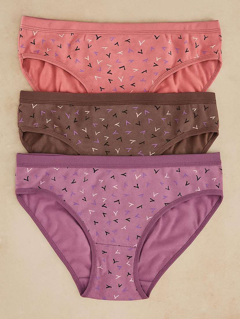 women pack of 3 printed mid rise hipster panty