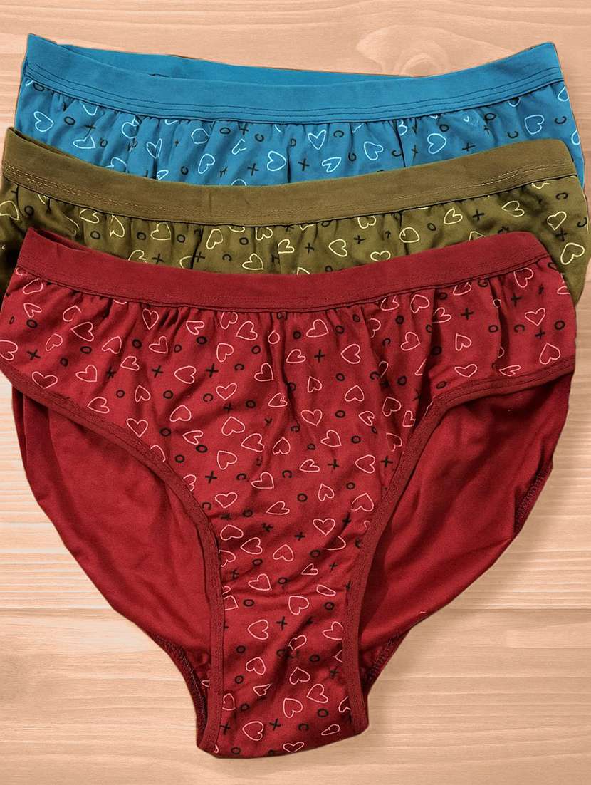 women pack of 3 printed mid rise hipster panty
