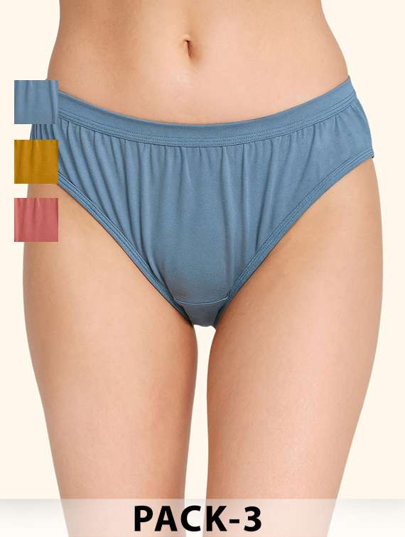 women pack of 3 solid mid rise hipster panty