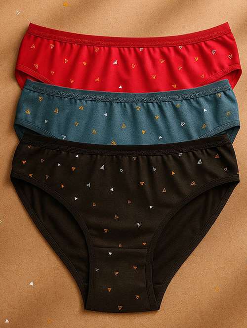 women pack of 3 printed mid rise hipster panty - 22081011 -  Standard Image - 0