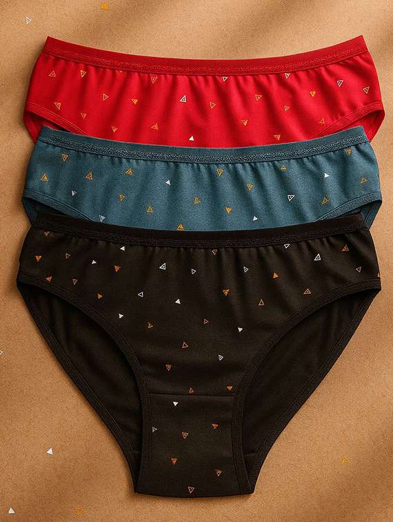 women pack of 3 printed mid rise hipster panty