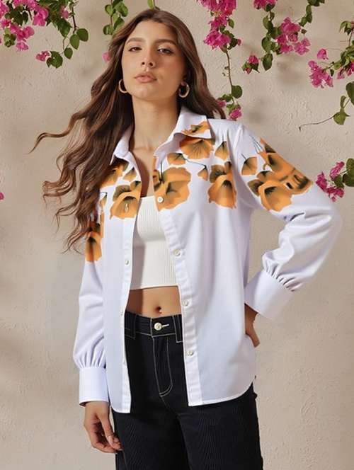 women floral print long sleeve collared shirt - 22081083 -  Standard Image - 0