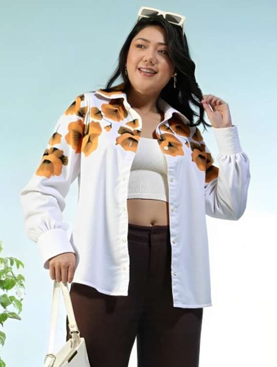 women floral print long sleeve collared shirt - 22081085 -  Zoom Image - 0