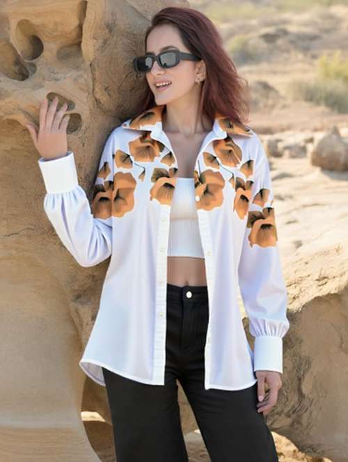 women floral print long sleeve collared shirt - 22081124 -  Standard Image - 0