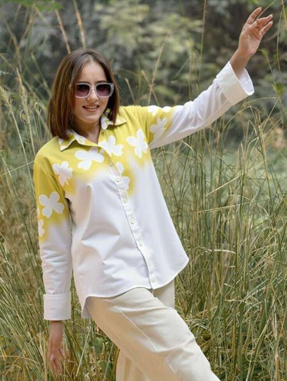 women floral print long sleeve collared shirt - 22081139 - Zoom Image - 0