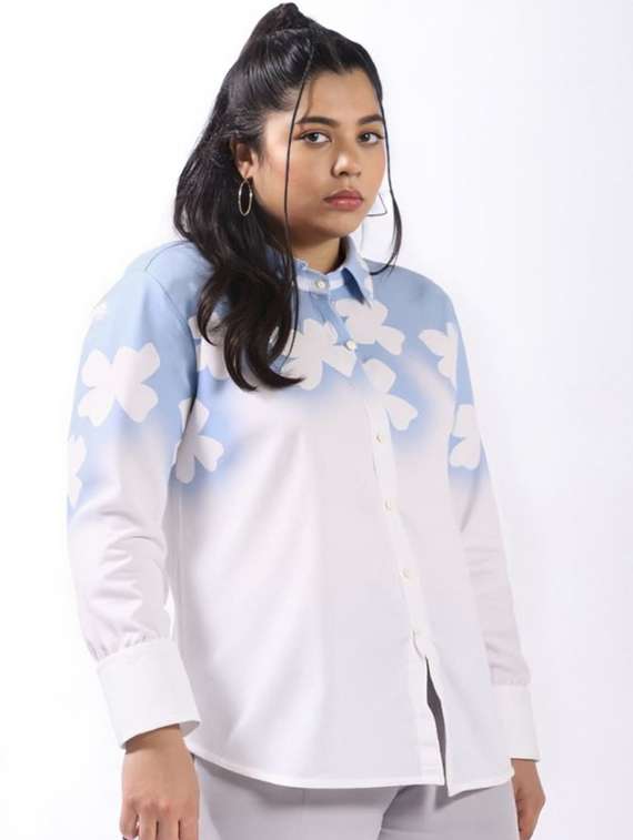 women floral print long sleeve collared shirt - 22081155 -  Zoom Image - 0