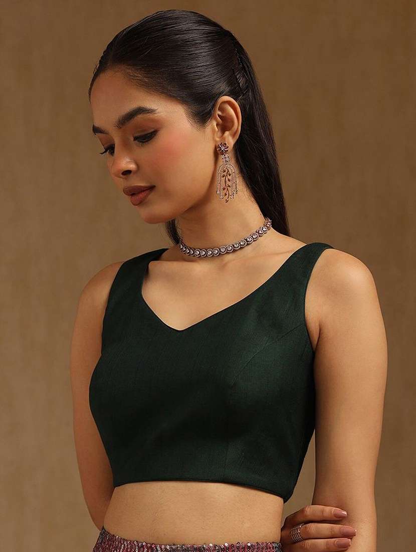 women solid sleeveless stitched blouse - 22081543 - Standard Image - 3