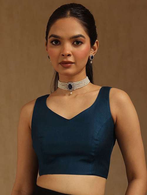 women solid sleeveless stitched blouse - 22081544 -  Standard Image - 0