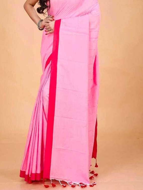women solid handloom saree with blouse - 22081699 -  Standard Image - 3