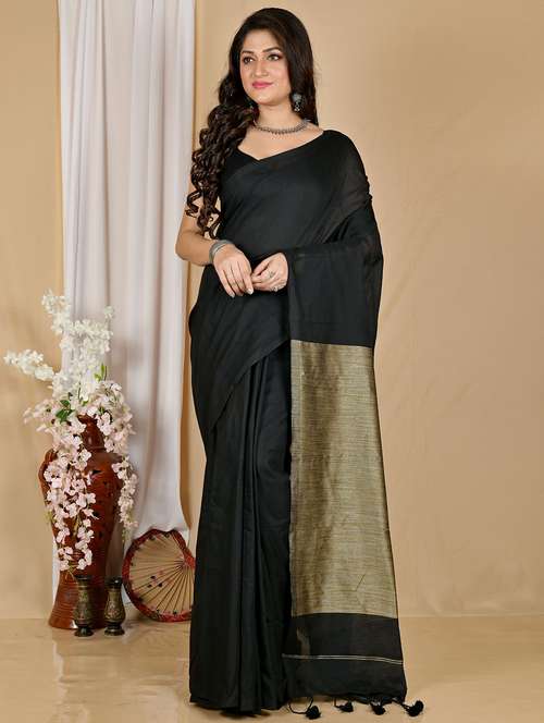 women solid handloom saree with blouse - 22081710 -  Standard Image - 0