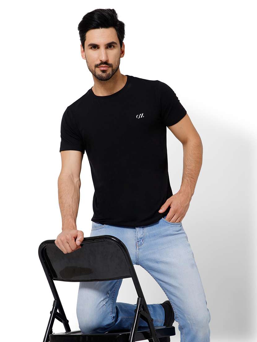 men solid short sleeve slim fit t-shirt