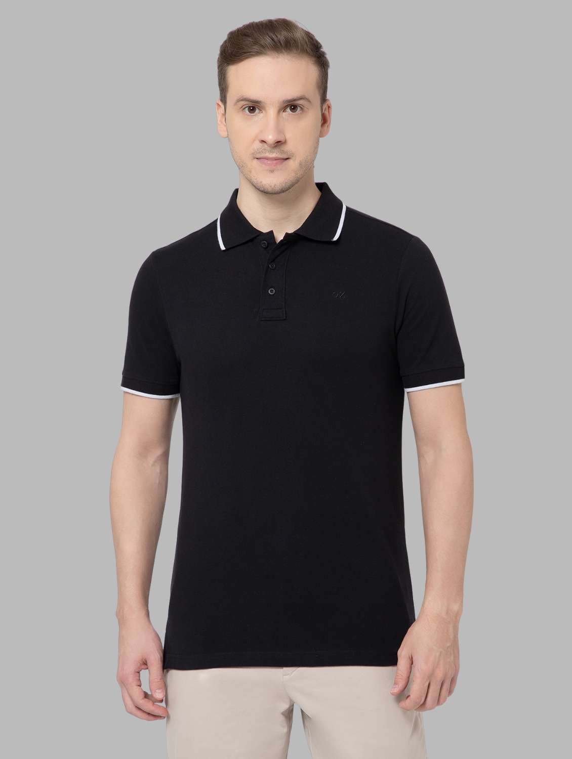 men solid short sleeve slim fit polo t-shirt - 22081978 -  Zoom Image - 0