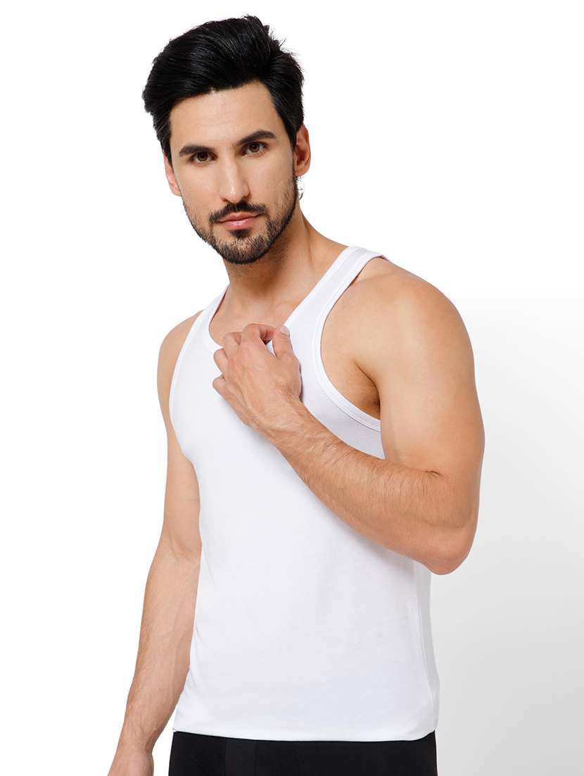 men pack of 2 solid scoop neck vest - 22081990 - Standard Image - 3